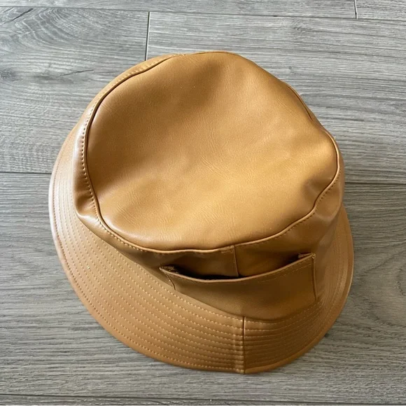Lack Of Color Wave Bucket Hat In Tan Vegan Leather Size Small/ Medium